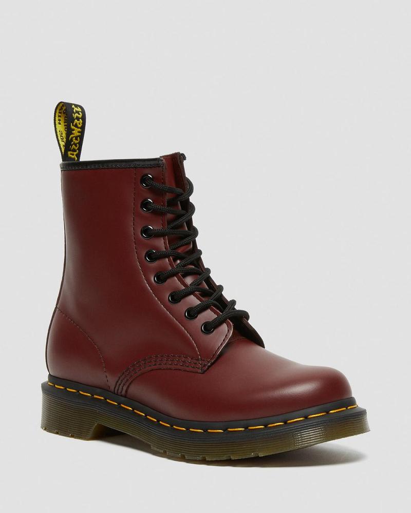 Dr Martens 1460 Smooth Leren Veterlaarzen Dames Roze Rood | NL 575PJJ